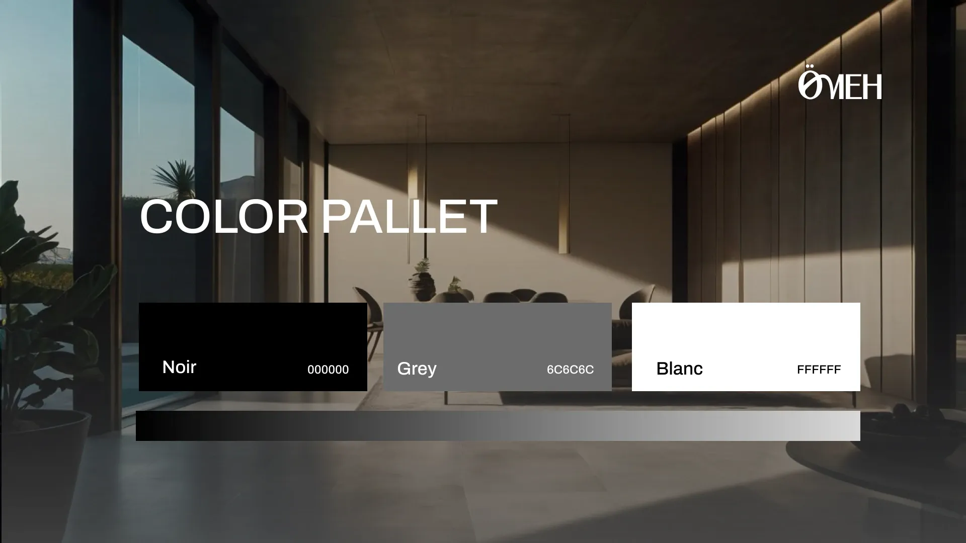 The Ömeh colour palette: black, grey and white